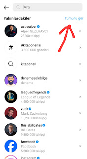İnstagram arama geçmişini sil İnsta arama geçmişinin tamamını temizleme