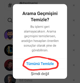 İnstagram arama geçmişinin tümünü silme İnstagram arama geçmişi silme işlemi