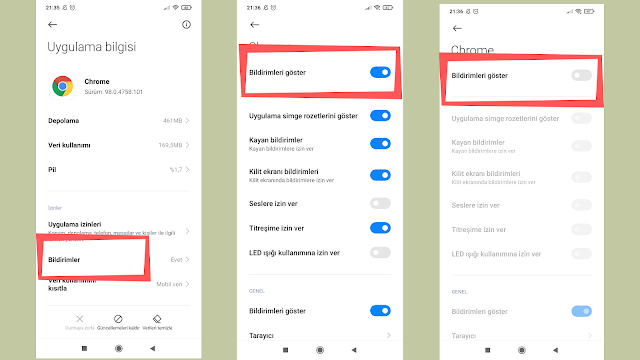 Android uygulamaların bildirimini engelleme istenmeyen google bildrimlerini nasıl kapatırız